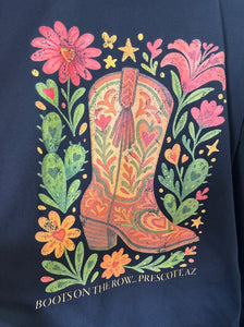 Boots on the row black tee